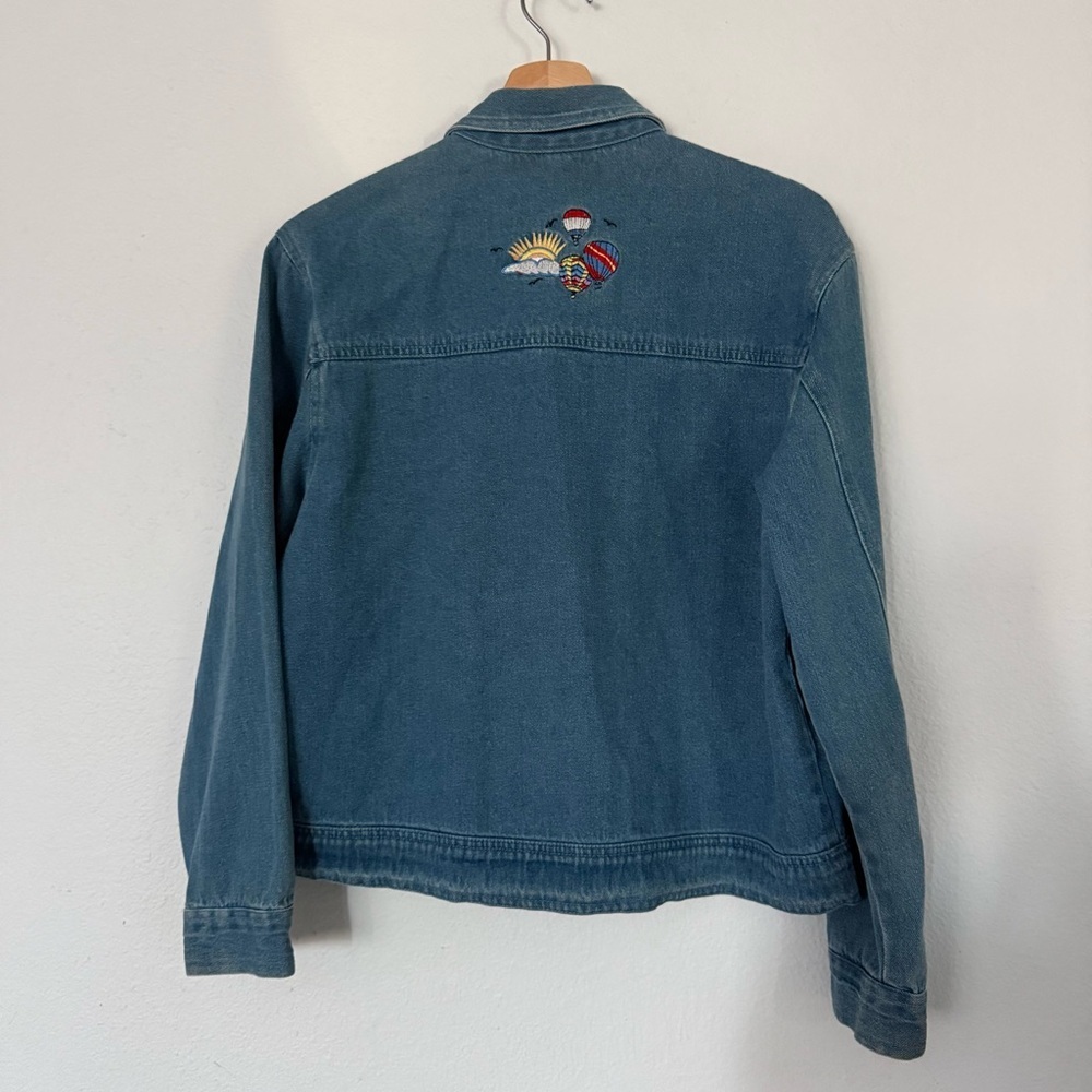Vintage Passion‎ I Embroidered Denim Jean Jacket Hot Air Balloons Zip Up Size S - Picture 9 of 14